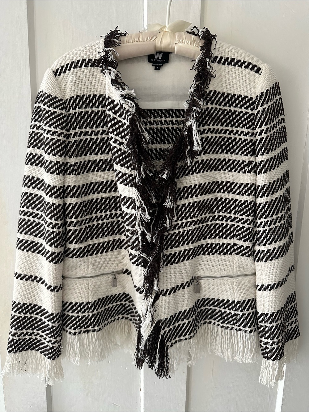 W by Worth Black & White Striped Jacket